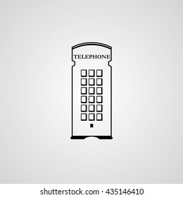 English telephone booth sign icon. Vector. Solid black
