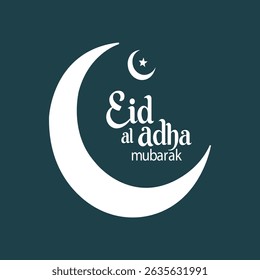 English Text Blue Eid al-AdhaTypography mean Eid Mubarak design Art, Elegant Eid Mubarak White Typography Graphic Illustration vector.
