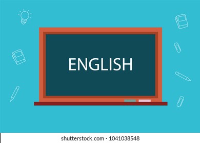 English text at a green board
