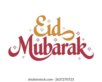 English Text Typography Eid Mubarak Graphic Design, Eid Mubarak star Design art, Modern Eid Mubarak Calligraphy vector.