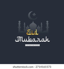 Inglés Texto Tipografía Arte de Eid Mubarak, Elegante estrella de Eid Mubarak Arte de diseño, Eid al Mubarak Diseño de tipografía.