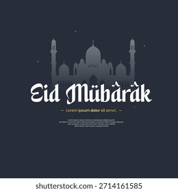 English Text Typography Eid Mubarak art, Elegant Eid Mubarak star Design art, Eid al Mubarak Typography Design.