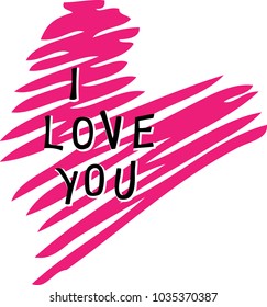 English text vector, typography design. Hand drawn font. Postcard for girls and boys. Logo of stylish children’s goods. I love you.