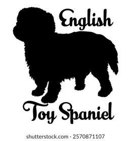 English Toy Spaniel. dog silhouette, dog breeds, logo, vector, silhouette,  animal, illustration, icon, sign, design, black, symbol, pet, love
