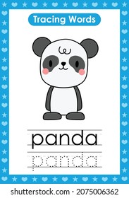 English tracing word worksheets with animal Panda