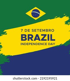 English translation: 7 September. Brazil independence day. Patriotic Brazilian event background with national colors.