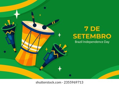 English translation: Brazil Independence day background with traditional elements