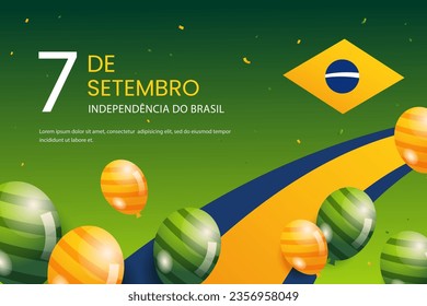 English translation: brazil independence day background with flags and balloons