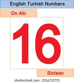 English Turkish Numbers, Education illustrator
