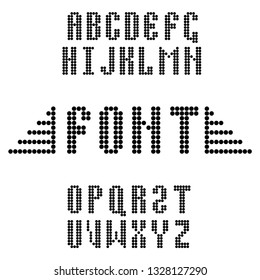 English vector font consisting of round pixels.