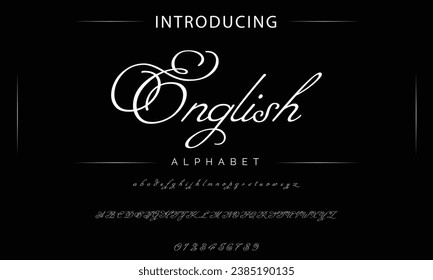 English Vintage decorative font. Lettering design in retro style with label. Perfect for alcohol labels, logos, shops and many other.