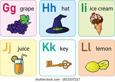 English Vocabulary Alphabet Flash Card Vector Stock Vector (Royalty ...