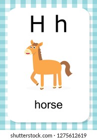 English vocabulary flash card vector for learning and education in kindergarten children. Words of letter H for horse.