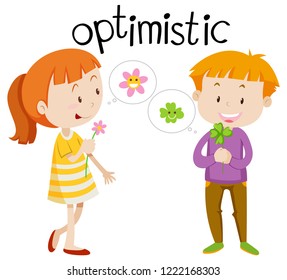 English Vocabulary Word Optimistic Illustration Stock Vector (Royalty ...