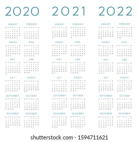 English white Calendar 2020-2021-2022 vector text is outline font is armata