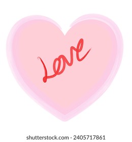 English word Love in the heart shape pastel color