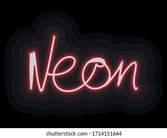 English words neon vector image for logo, illustration, icon, web design or print. Colorful neon glowing words in the style of the 90s 80s street sign to attract the attention of visitors