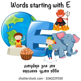 English words starting with E illustration