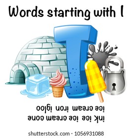 English worksheet for words starting with I illustration