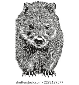 Engrave beaver illustration in vintage hand drawing style beavers
