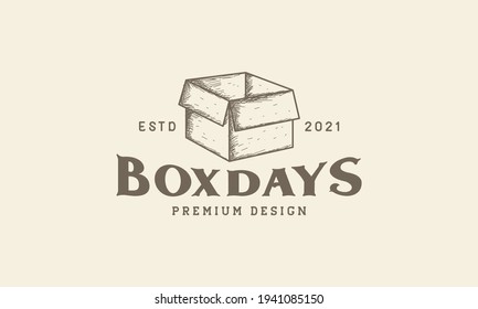 engrave cardboard box logo vector symbol icon design illustration