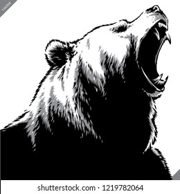 engrave isolated bear illustration vector sketch linear art