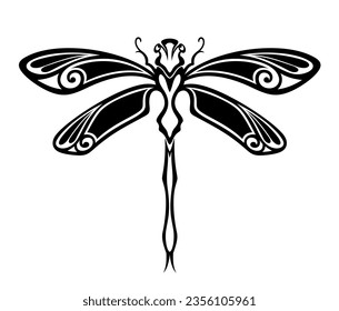 Engrave isolated dragonfly hand drawn graphic illustration