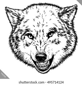 engrave isolated wolf vector illustration sketch