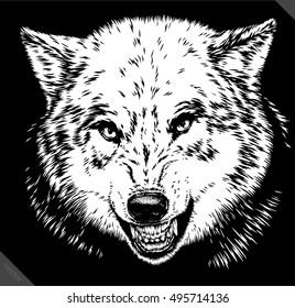 engrave isolated wolf vector illustration sketch