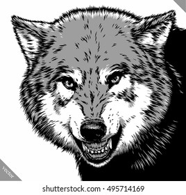 engrave isolated wolf vector illustration sketch