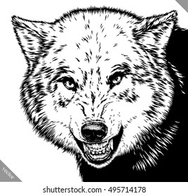 engrave isolated wolf vector illustration sketch