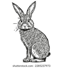 Engrave Rabbit illustration in vintage hand drawing style hare
