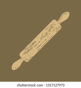 Engrave Rolling Pin Icon Vector