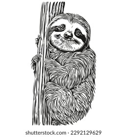 Engrave Sloth illustration in vintage hand drawing style Sloths
