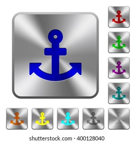 Engraved anchor icons on rounded square steel buttons