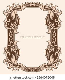Engraved classic frame vector with victorian style