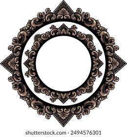 engraved classic style frame design  for greeting card or invitation, color editable