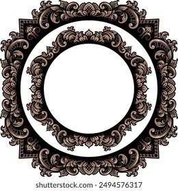 engraved classic style frame design  for greeting card or invitation, color editable