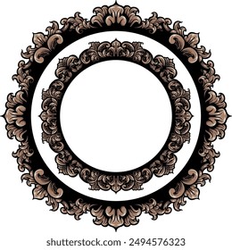 engraved classic style frame design  for greeting card or invitation, color editable