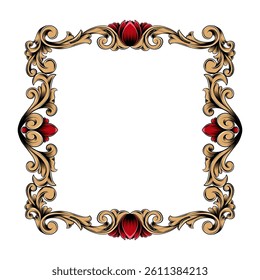 engraved classic vintage ornament design for frame elements