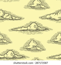 Engraved Clouds Seamless Pattern