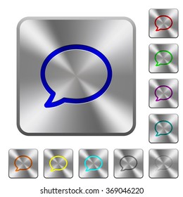 Engraved comment icons on rounded square steel buttons