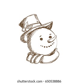 engraved face snowman christmas character