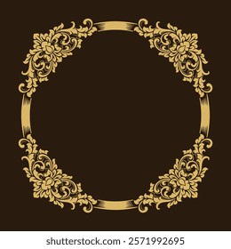 engraved golden border illustration wedding decoration