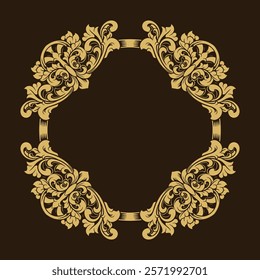 engraved golden border illustration wedding decoration