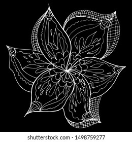 Engraved hand drawn abstract orchid. Retro flowers hand outline orchid, great design for any purposes. Outline vector. Nature background. Tropical plant. Floral design. Abstract art background