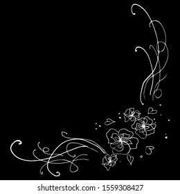 Engraved hand drawn abstract orchid. Retro flowers hand outline orchid, great design for any purposes. Outline vector. Nature background. Tropical plant. Floral design. Abstract art background