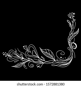 Engraved hand drawn abstract tropical flowers. Retro flowers hand outline orchid, great design for any purposes. Outline vector. Nature background. Tropical plant. Floral design. Abstract background