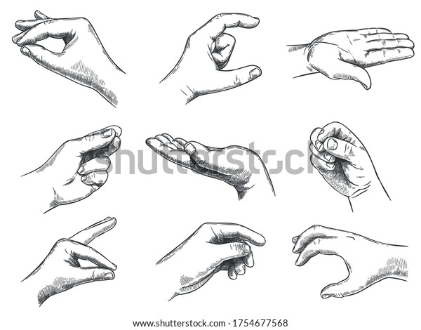 Engraved Holding Hand Gesture Keep Hands Stock Vector (Royalty Free ...