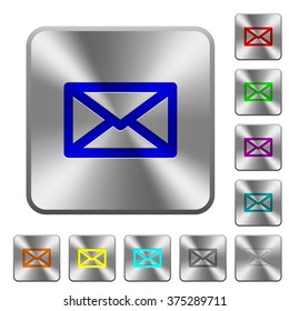 Engraved message icons on rounded square steel buttons